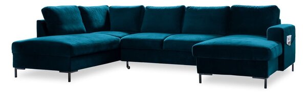Divano letto angolare in velluto color petrolio (angolo sinistro) Lofty Lilly - Miuform