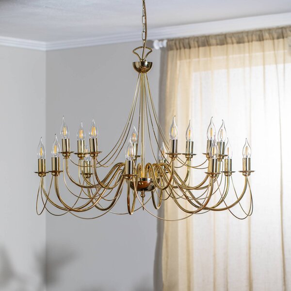 Lampadario a soffitto Retro Domiluce, dimmerabile, Ottone / Oro, Soggiorno / Sala da pranzo, Metallo, Lampadario