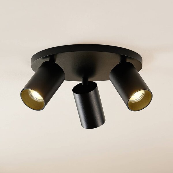 Arcchio Faretto Brinja, nero, rotondo, Ø 6 cm, a 3 luci, GU10 Brinja Arcchio, dimmerabile, Nero, Corridoio, Alluminio, Moderno, Faretto