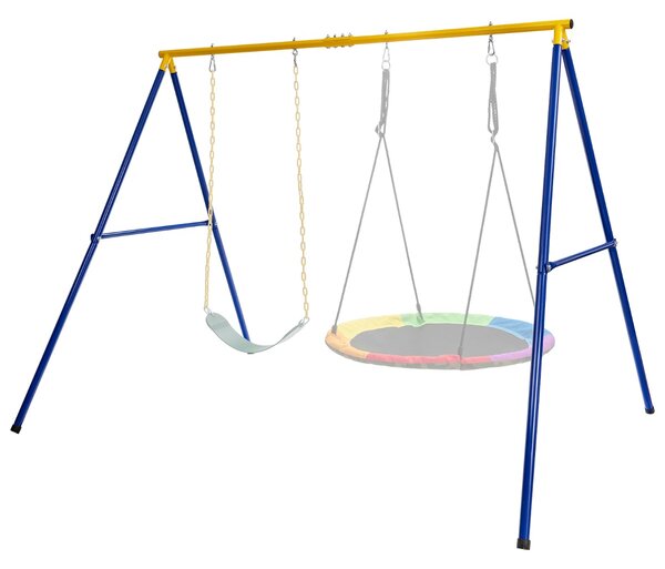 Costway Set di 2 altalene con supporto in acciaio per bambini da 3 pezzi, Altalena elastica e a disco volante per parco