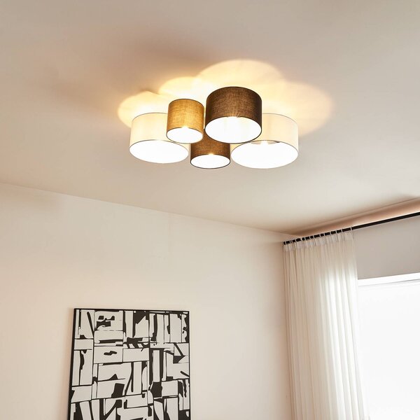 Plafoniera soffitto Lettie Lindby, dimmerabile, Multicolore, Soggiorno / Sala da pranzo, Tessuto / Stoffa / Seta, Scandinavo, Plafoniera
