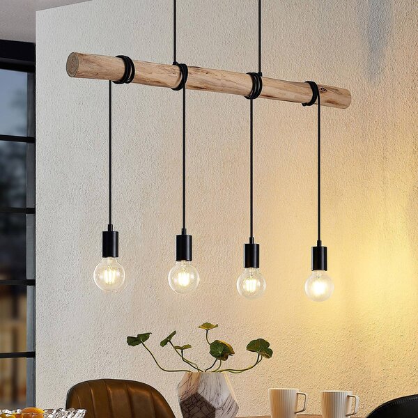 Lampada a sospensione Ferris Lindby, dimmerabile, Legno chiaro, Soggiorno / Sala da pranzo, Metallo, Vintage, Lampada a sospensione