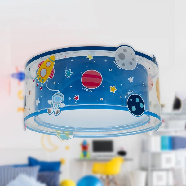 Dalber Plafoniera PLANETS, dimmerabile, Blu, Cameretta, Plastica, Plafoniera