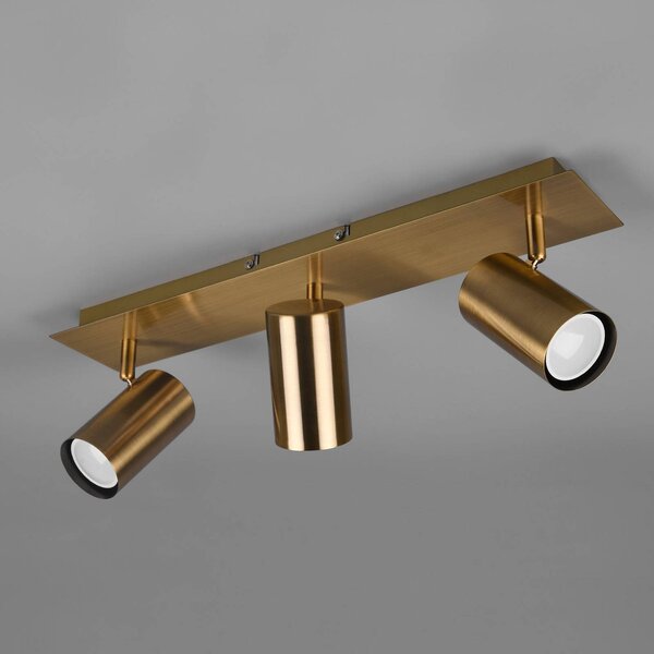 Trio Lighting Faretto da soffitto Marley, ottone antico, a 3 luci dimmerabile, Bronzo / Ottone antico, Soggiorno / Sala da pranzo, Metallo, Moderno, Faretto