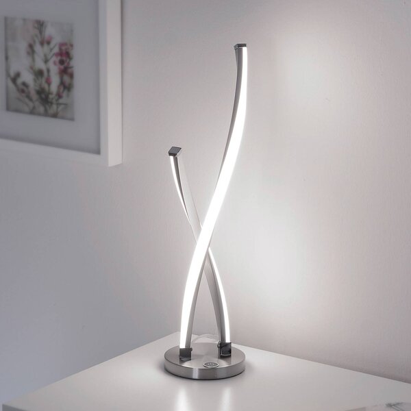Paul Neuhaus Lampada da tavolo a LED Polina, dimmerabile, Alluminio / Grigio / Zincato, Soggiorno / Sala da pranzo, Metallo, Moderno, Lampada da tavolo LED