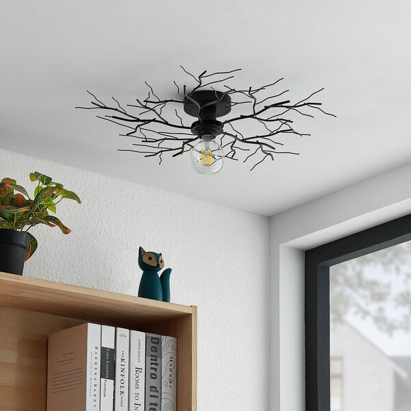 Plafoniera soffitto Vetki Lindby, dimmerabile, Nero, Soggiorno / Sala da pranzo, Metallo, Moderno, Plafoniera
