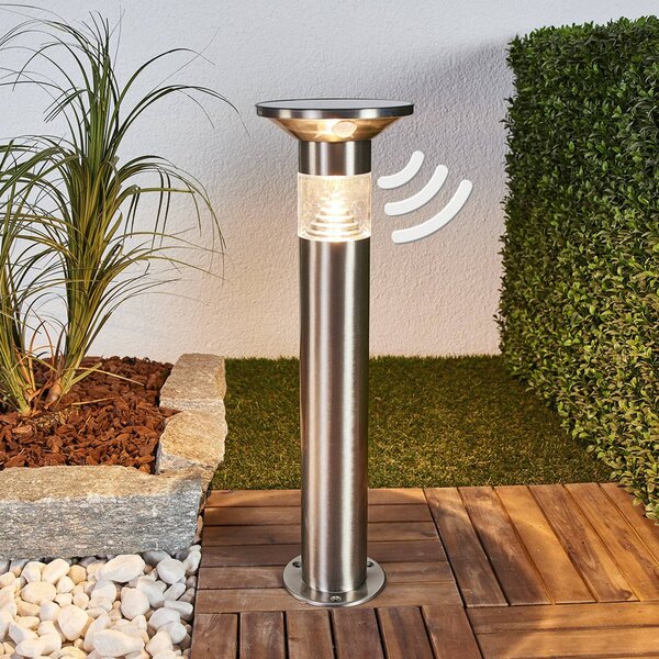 Lindby lampioncino LED Jalisa, 54 cm, solare, sensore Jalisa, Alluminio / Grigio / Zincato, Acciaio Inox, Moderno, Lampade solari