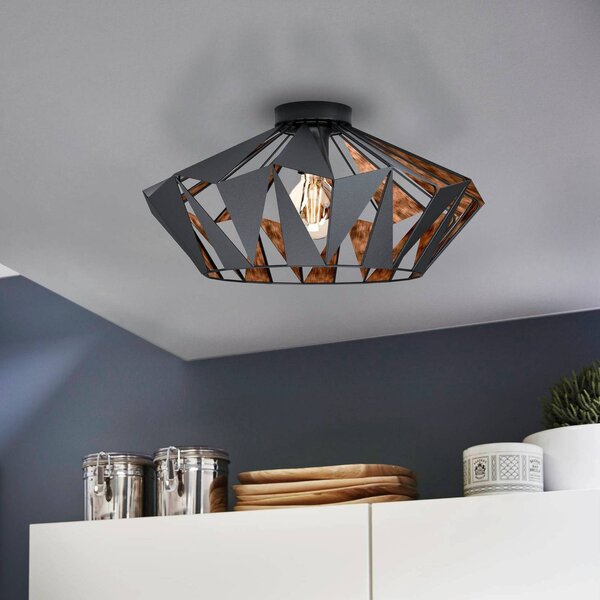 EGLO Plafoniera soffitto Carlton, dimmerabile, Nero, Soggiorno / Sala da pranzo, Metallo, Vintage, Plafoniera