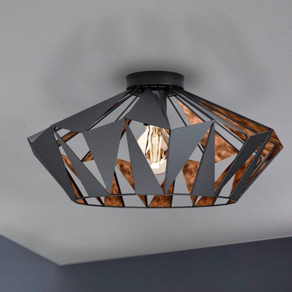 EGLO Plafoniera soffitto Carlton, dimmerabile, Nero, Soggiorno / Sala da pranzo, Metallo, Vintage, Plafoniera