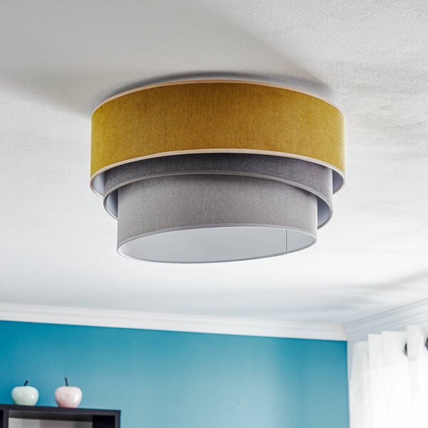Plafoniera soffitto Pastell Trio Duolla, dimmerabile, Giallo / Arancione, Soggiorno / Sala da pranzo, Tessuto / Stoffa / Seta, Plafoniera