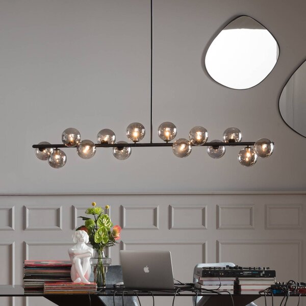 KARE Lampada a sospensione Scala Balls, dimmerabile, Nero, Soggiorno / Sala da pranzo, Metallo, Design, Lampada a sospensione