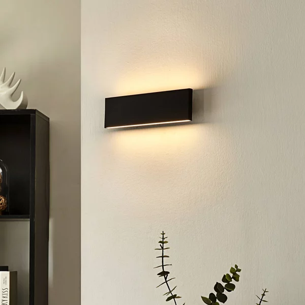 Applique da parete a LED Ignazia Lindby, dimmerabile, Nero, Soggiorno / Sala da pranzo, Metallo, Moderno, Applique a LED