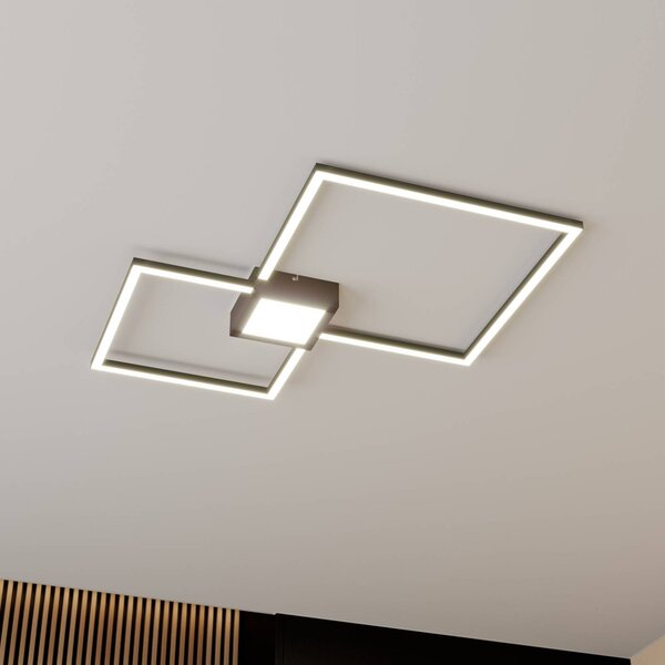 Plafoniera a LED Duetto Lindby, dimmerabile, Nero, Soggiorno / Sala da pranzo, Alluminio, Moderno, Plafoniera LED