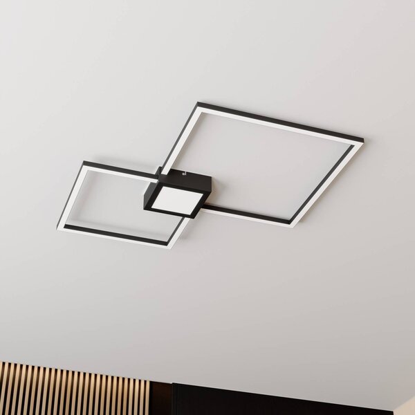 Plafoniera a LED Duetto Lindby, dimmerabile, Nero, Soggiorno / Sala da pranzo, Alluminio, Moderno, Plafoniera LED