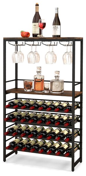 Costway Cremagliera per vino indipendente con 4 livelli e 4 file di rack per stoviglie, Espositore multifunzionale cucina