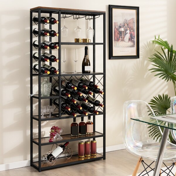 Costway Scaffale industriale indipendente per vino da pavimento per bar  domestico, Mobile per vino 81x23x166cm