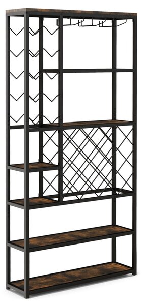 Costway Scaffale industriale indipendente per vino da pavimento per bar domestico, Mobile per vino 81x23x166cm
