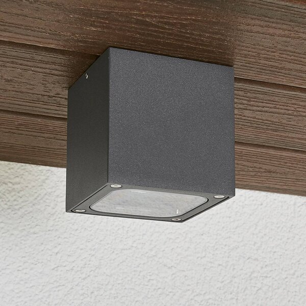 Lucande Plafoniera LED Tanea, 10x10 cm, grigio scuro, IP54 Tanea, Alluminio / Grigio / Zincato, Alluminio, Moderno, Plafoniere LED