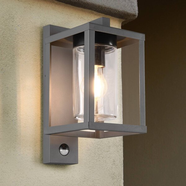 Trio Lighting Applique da esterno Lunga con sensore di movimento, Nero, Alluminio, Moderno