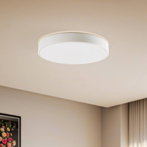 Plafoniera smart Innes Lindby, dimmerabile, Bianco / Opale, Soggiorno / Sala da pranzo, Metallo, Moderno