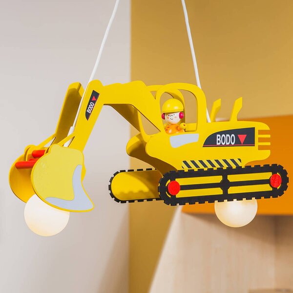 Elobra Lampada a sospensione Bodo, dimmerabile, Giallo / Arancione, Cameretta, Legno, Lampada a sospensione