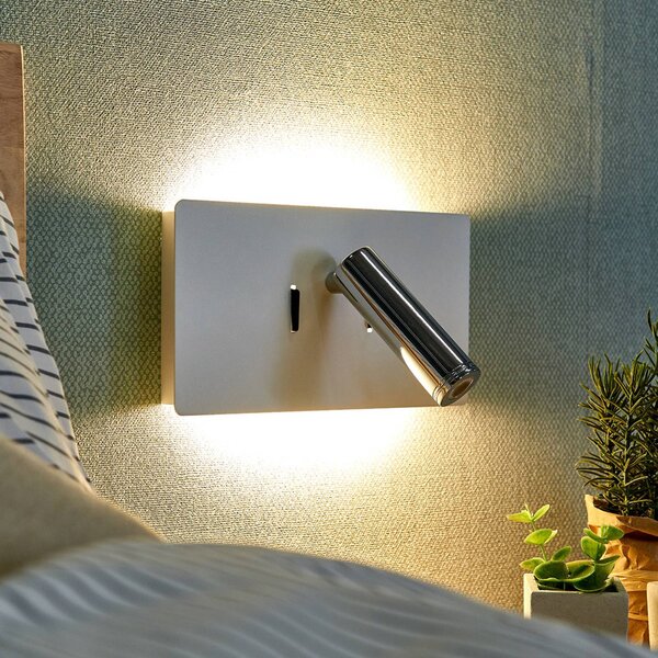 Applique da parete a LED Elske Lucande, Bianco / Opale, Camera da letto, Metallo, Moderno, Applique a LED