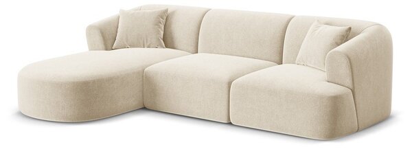 Divano angolare beige (con penisola a sinistra/con chaise lounge) con rivestimento in velluto Campi – Cosmopolitan Design