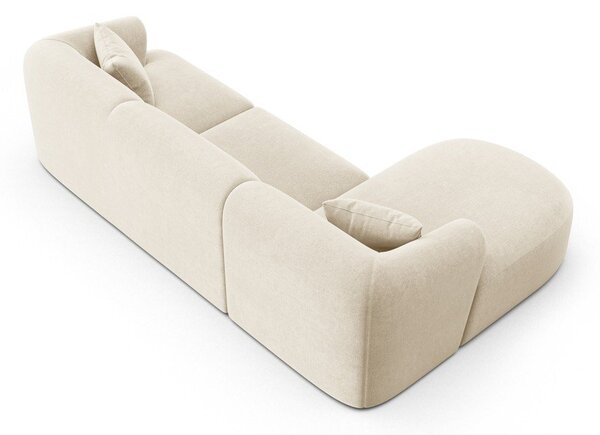 Divano angolare beige (con penisola a sinistra/con chaise lounge) con rivestimento in velluto Campi – Cosmopolitan Design