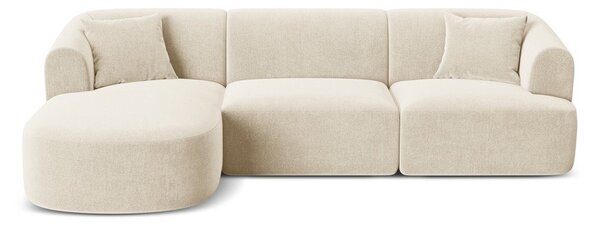 Divano angolare beige (con penisola a sinistra/con chaise lounge) con rivestimento in velluto Campi – Cosmopolitan Design