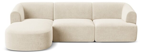 Divano angolare beige (con penisola a sinistra/con chaise lounge) con rivestimento in velluto Campi – Cosmopolitan Design
