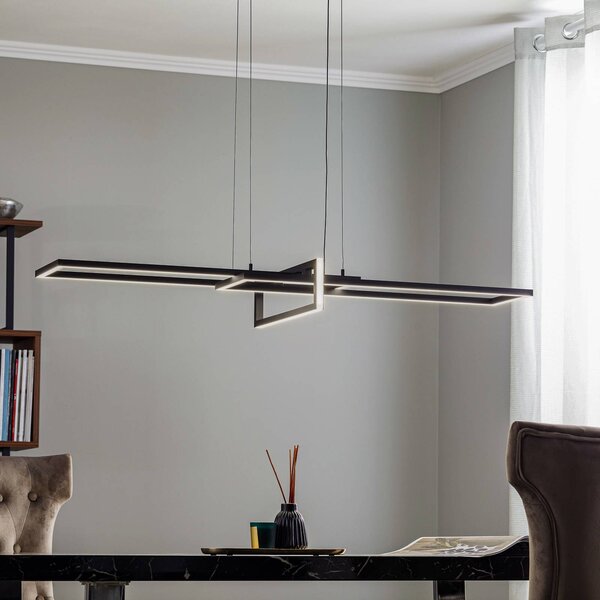 Trio Lighting Lampada a sospensione LED Salinas, 3.000 K, nero dimmerabile, Nero, Soggiorno / Sala da pranzo, Metallo, Moderno