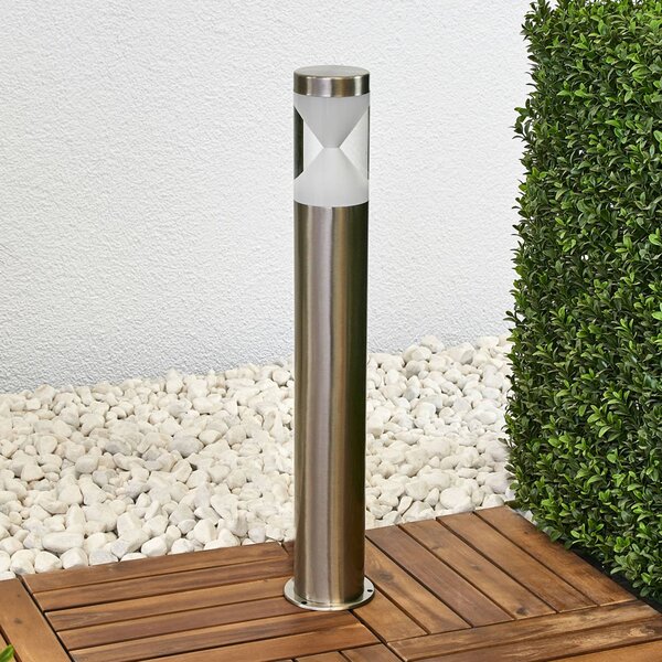 Lindby Lampione a LED Fabrizio, altezza 56 cm, acciaio inox Fabrizio, Alluminio / Grigio / Zincato, Acciaio Inox, Moderno