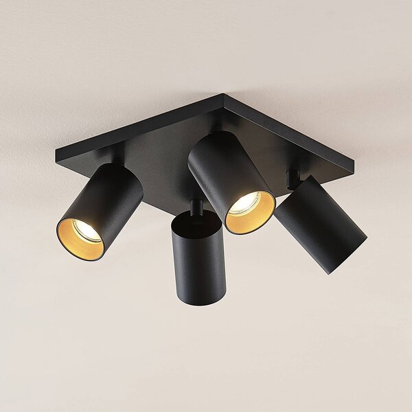 Arcchio Faretto Brinja, nero, angolare, Ø 6 cm, 4 luci, GU10 Brinja Arcchio, dimmerabile, Nero, Corridoio, Alluminio, Moderno, Faretto