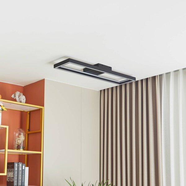 Plafoniera smart Tjado Lucande, dimmerabile, Nero, Soggiorno / Sala da pranzo, Metallo, Moderno