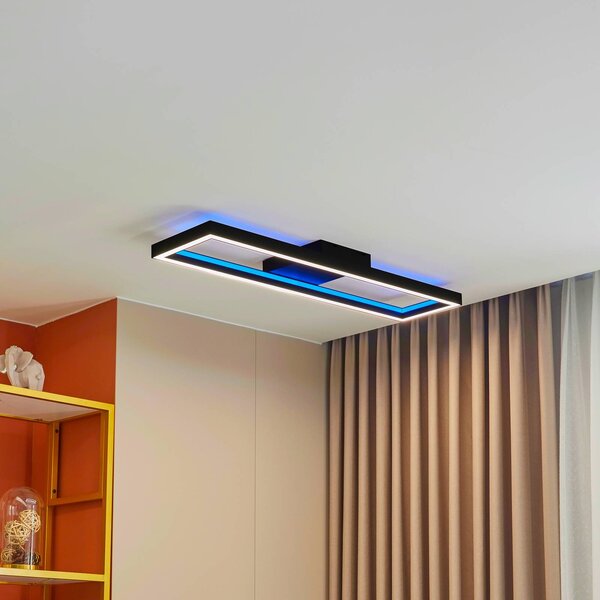 Plafoniera smart Tjado Lucande, dimmerabile, Nero, Soggiorno / Sala da pranzo, Metallo, Moderno