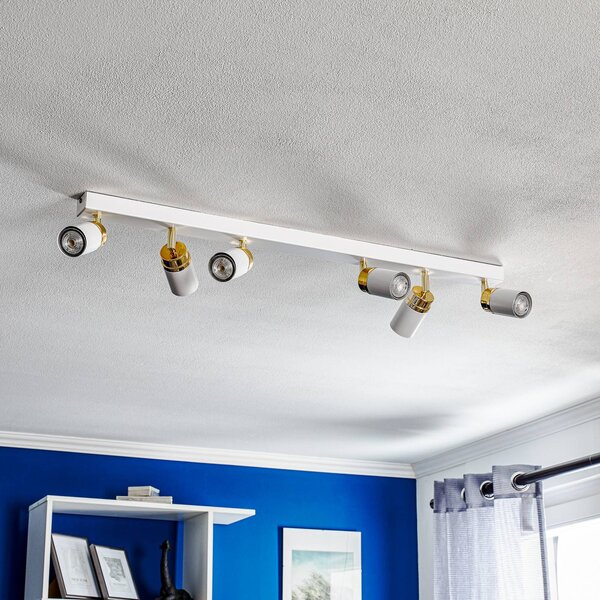 Luminex Faretto da soffitto Rondo bianco/oro a 6 luci