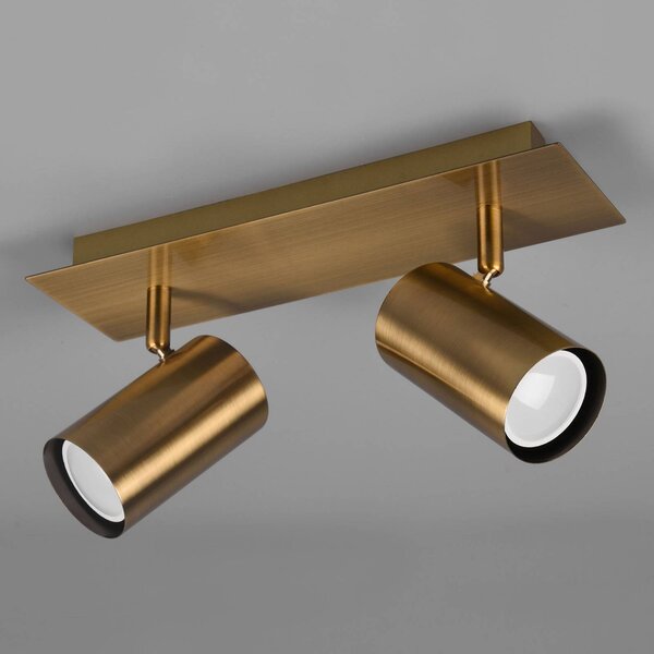Trio Lighting Faretto da soffitto Marley, ottone antico, a 2 luci dimmerabile, Bronzo / Ottone antico, Soggiorno / Sala da pranzo, Metallo, Moderno, Faretto