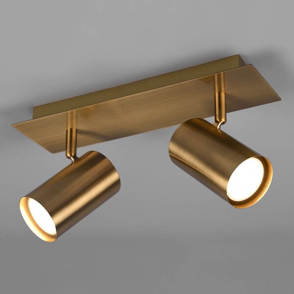 Trio Lighting Faretto da soffitto Marley, ottone antico, a 2 luci dimmerabile, Bronzo / Ottone antico, Soggiorno / Sala da pranzo, Metallo, Moderno, Faretto