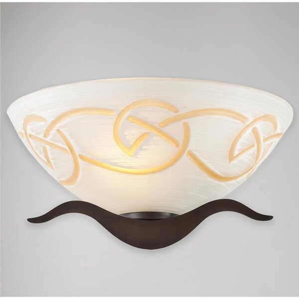 Applique in ferro laccato nero con decorazione effetto ruggine Diffusore in Vetro BILBAO Dimensioni 30x15x h15 cm - 1 x E27 - 55 Watt , diametro 30 colore Nero ruggine