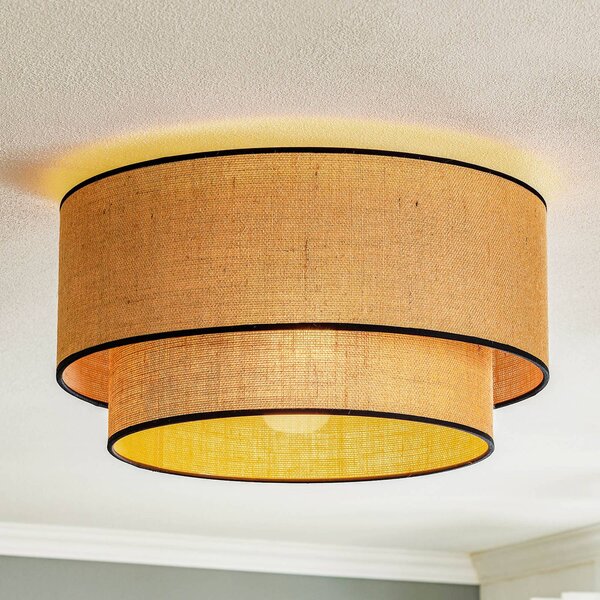 Plafoniera soffitto Boho jute & black Euluna, dimmerabile, Marrone / Ruggine, Soggiorno / Sala da pranzo, Tessuto / Stoffa / Seta, Campagna / Rustiche, Plafoniera