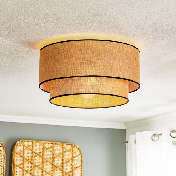 Plafoniera soffitto Boho jute & black Euluna, dimmerabile, Marrone / Ruggine, Soggiorno / Sala da pranzo, Tessuto / Stoffa / Seta, Campagna / Rustiche, Plafoniera