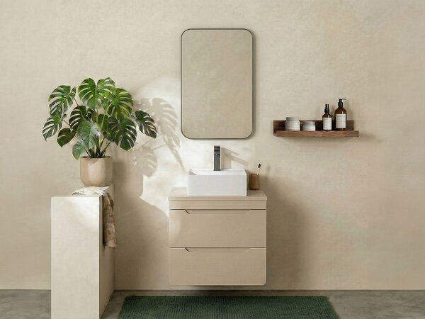 Mobile sotto lavabo sospeso con ripiano 60 cm Beige - ARUBA