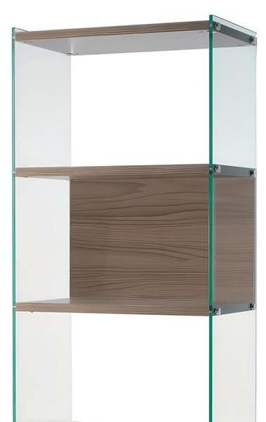 Libreria componibile Struttura In Laminato e fianchi In Vetro Temperato da cm.60 - fianco 202 cm Profondit� 36 cm ripiani in BYBLOS