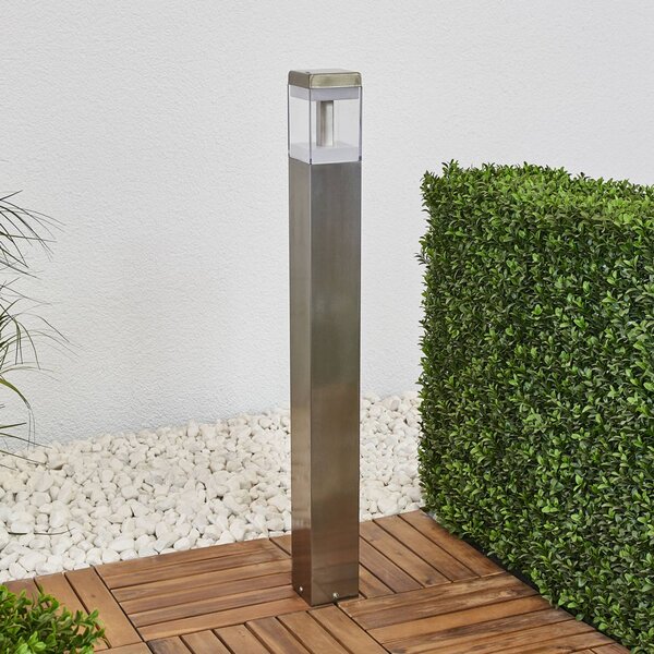 Lindby Lampione a LED Baily, altezza 80 cm, acciaio inox, IP44 Baily, Alluminio / Grigio / Zincato, Acciaio Inox, Moderno