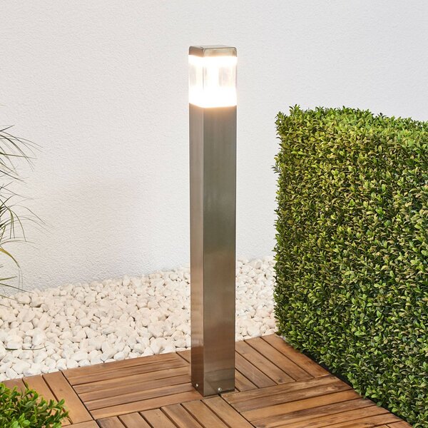 Lindby Lampione a LED Baily, altezza 80 cm, acciaio inox, IP44 Baily, Alluminio / Grigio / Zincato, Acciaio Inox, Moderno