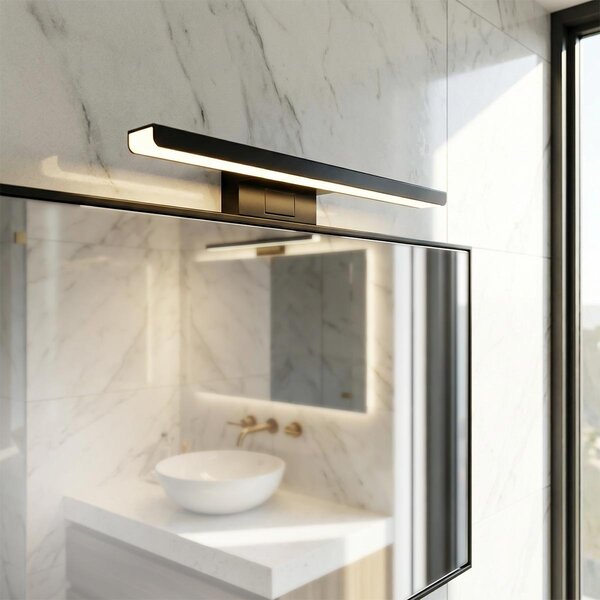 Lampada LED da Specchio 30cm Nera 6W IP54 Tripla Installazione Colore Bianco Caldo 3.000K