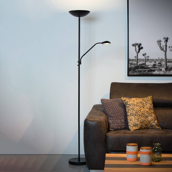 Lucide Lampada da terra con luce lettura Zenith, dimmerabile, Nero, Soggiorno / Sala da pranzo, Metallo, Moderno, Lampada da terra