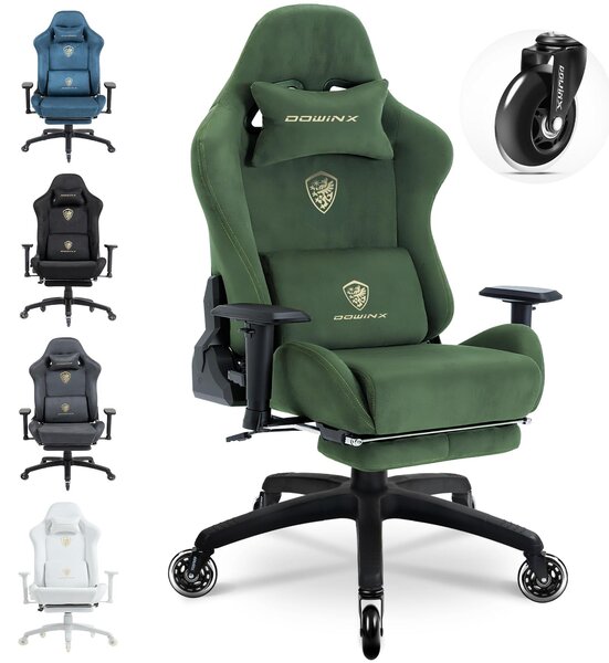 Sedia da gaming ergonomica con poggiapiedi, braccioli 3D, capacità di carico di 200 kg e ruote silenziose – comoda sedia da scrivania. Verde