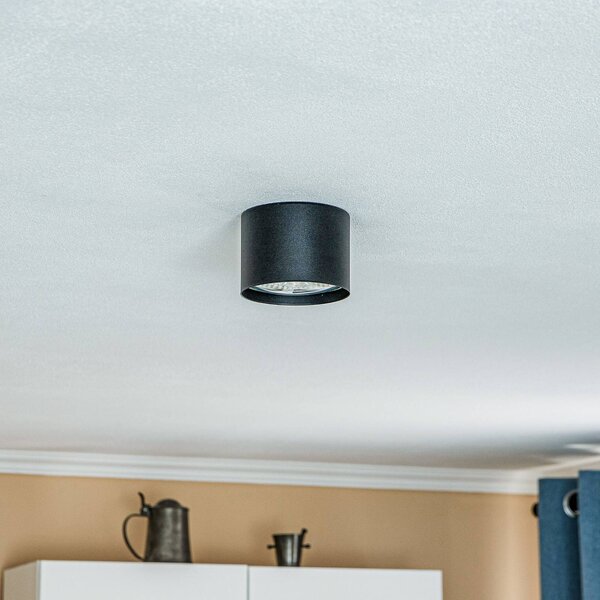 Faretto da soffitto Euluna Chloe, nero, Ø 11,5 cm acciaio rigido Chloe Euluna, dimmerabile, Nero, Soggiorno / Sala da pranzo, Metallo, Moderno, Faretto alogeno