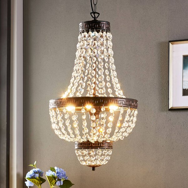 Lampada a sospensione in cristallo Jorve Lindby, dimmerabile, Chiaro / Trasparente, Soggiorno / Sala da pranzo, Cristallo, Antico, Lampada a sospensione